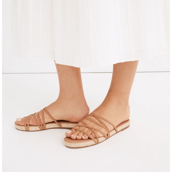 NWT Madewell Kathryn Espadrille Slide Sandals in Leather Women’s Sz 9.5 - Picture 1 of 10
